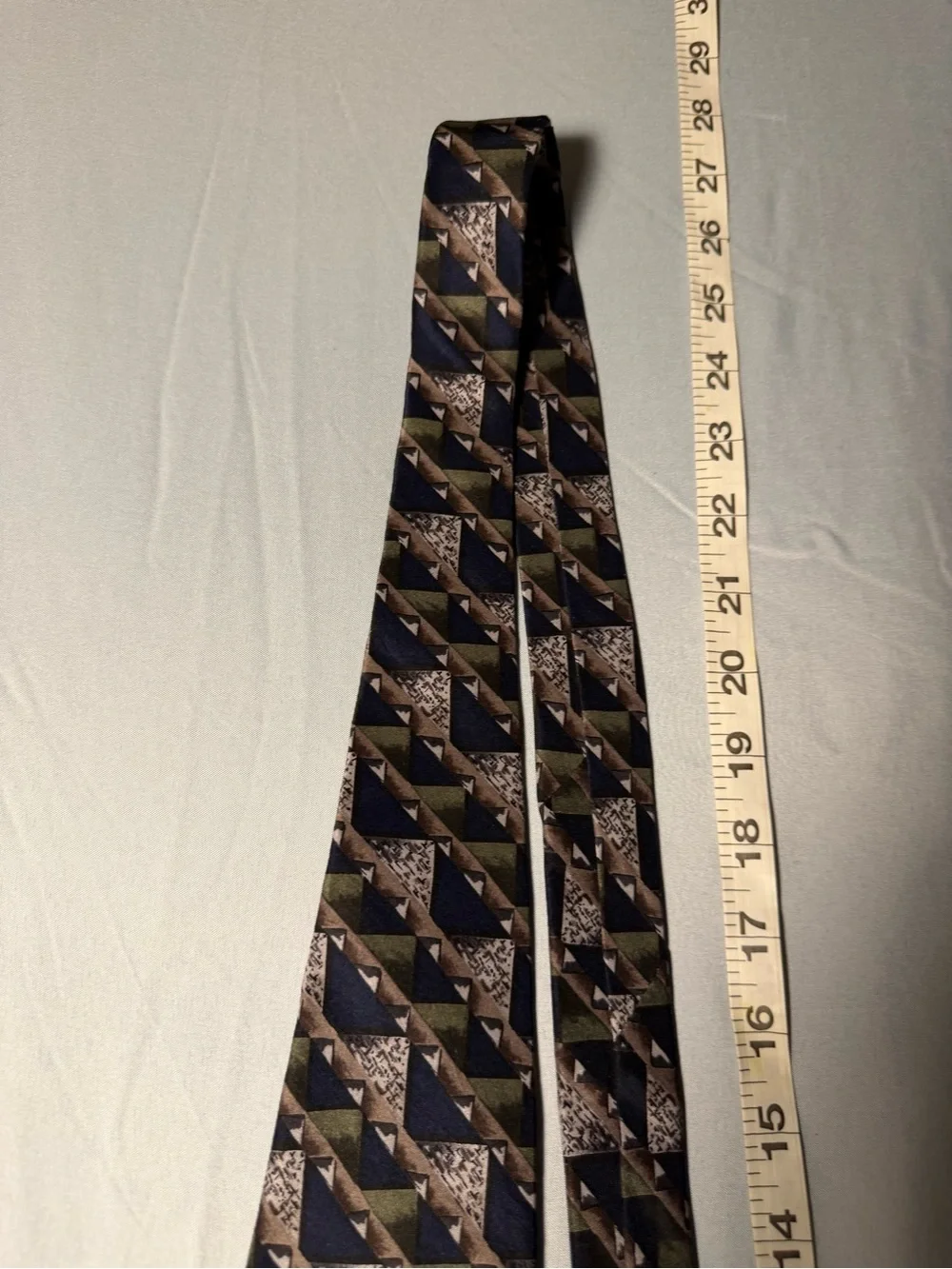 Evan Picone Men's Geometric Pattern Tie in Navy, Olive & Brown